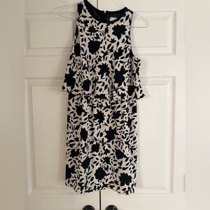 LOFT Black and White Sleeveless Sheath Dress